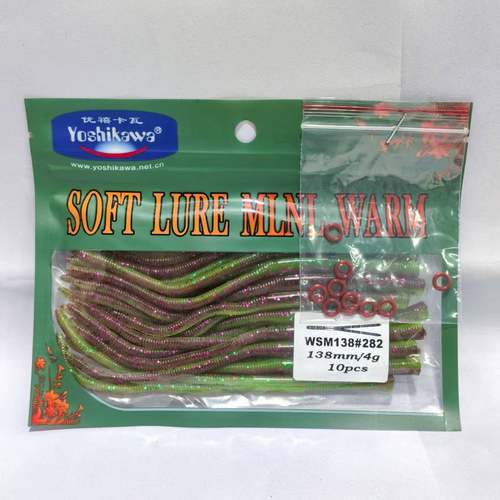 Yoshikawa吉川路亚鲈鱼软饵双尾面条虫浮沉水黑坑wacky软虫饵10条 - 图1