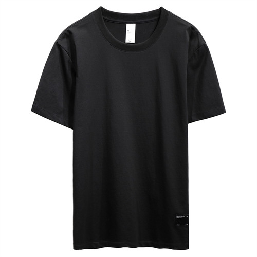 夏季新款纯色圆领短袖T恤男简约休闲半袖弹力修身打底衫体恤上衣-图3