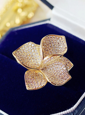 欧美微钻百合年会舞会锆石戒指