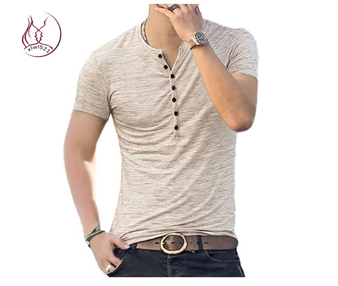 tshirts for men summer tops man t shirt 亨利领男短袖 T恤衫 - 图1