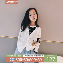 Girl Jacket 2022 Summer Dress New CUHK Tong Han Version Ice Silk Long Sleeve Air Conditioning Shirt Child Knit Sunscreen