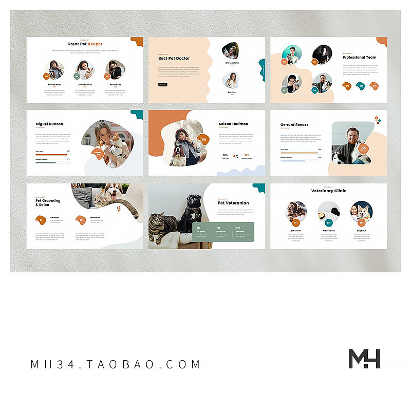 【PPT-1090】Pet 欧美宠物店宠物医院猫狗PPT模板 - 图1