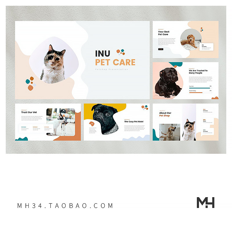 【PPT-1090】Pet 欧美宠物店宠物医院猫狗PPT模板 - 图0