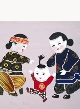 布贴画民俗老少乐农家乐定制