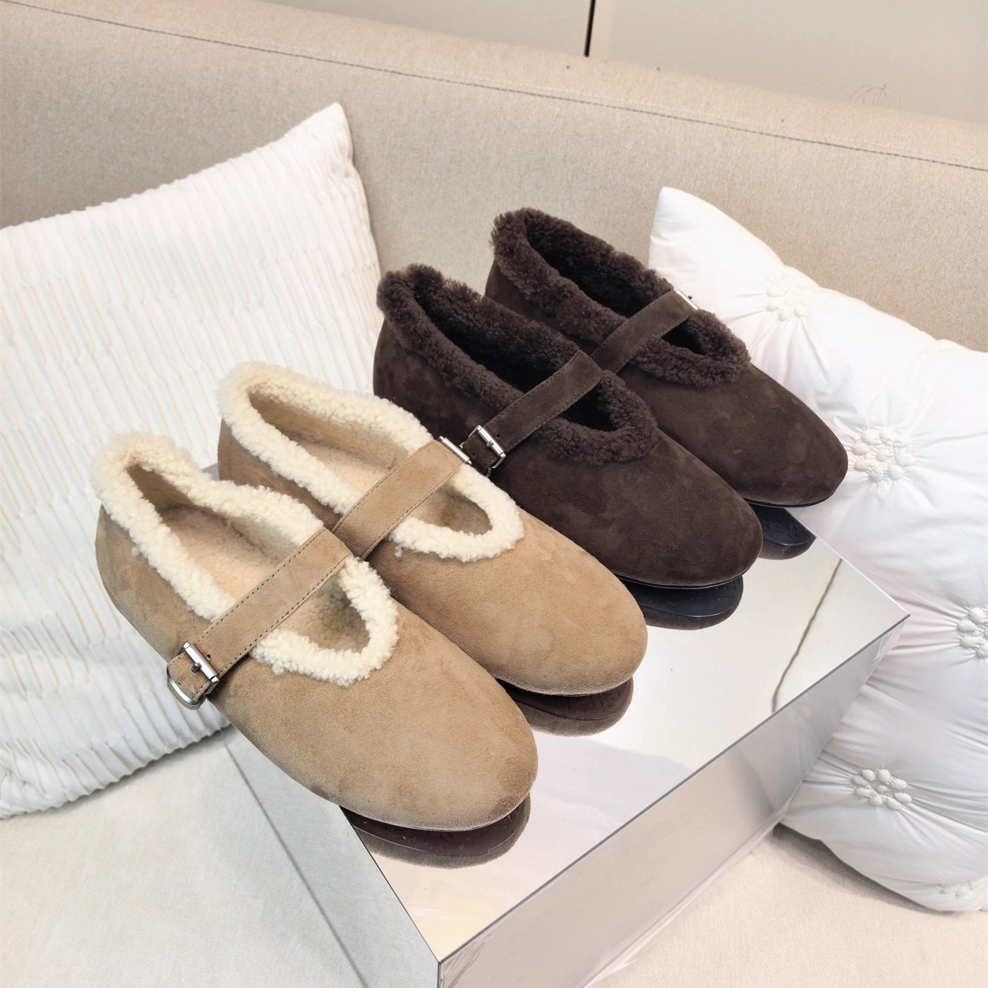 欧美羊羔毛羊皮毛平底芭蕾舞玛丽珍鞋女冬季保暖英伦学院风娃娃鞋,淘宝优惠券,粉丝福利购,淘宝优惠卷