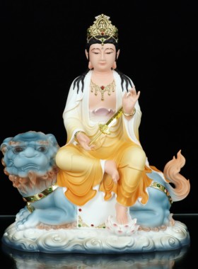 树脂祝福中式家用文殊普贤摆件