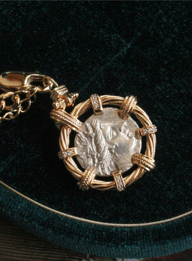 复古银币手链925银镀金水泽仙女