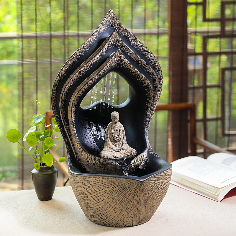 新中式禅意流水摆件家居办公室客厅玄关桌面装饰水景招财喷泉景观,淘宝优惠券,粉丝福利购,淘宝优惠卷