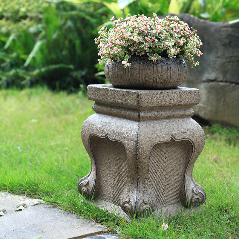 户外摆件实木花架中式庭院花园布置装饰造景人造石敦阳台花盆底座,淘宝优惠券,粉丝福利购,淘宝优惠卷