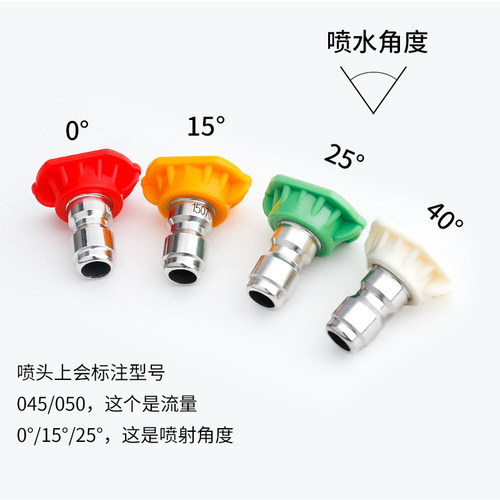 洗车机喷嘴水枪头不锈钢喷头高压清洗机1/4快速接头枪嘴快插配件 - 图1