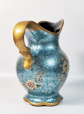 欧式轻奢工艺花瓶插花瓶陶瓷彩绘家居装饰品大号桌面花瓶客厅摆件