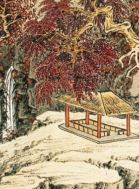国英青绿山水画国画招财画微喷画