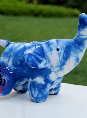 民族风布艺摆件手工扎染蓝染大象