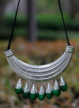 复古民族风松石珠流苏项链