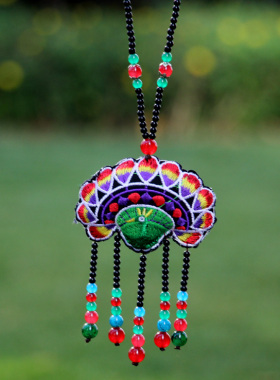 云南民族绣花复古长款百搭女秋冬民族风刺绣项链个性大气配饰品