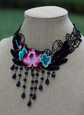 锁骨链脖颈链颈带饰品蕾丝刺绣