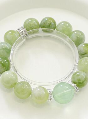 天然绿萤石水晶手串女生款2026新款青提奶盖岫玉水晶手链串珠首饰