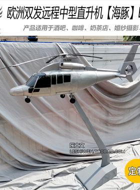 欧洲 EC155 海豚直升机铁艺吊饰空中装饰 双发远程中型机展馆商铺