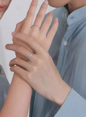 2026年风与莲情侣戒指女男小众设计款对戒情人节送女友纪念日礼物