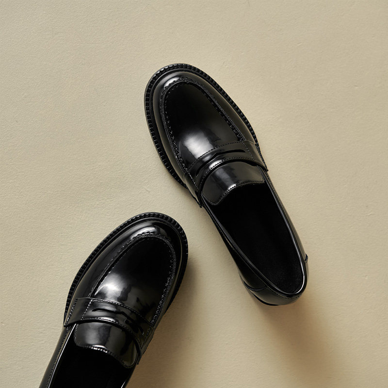 ins店主力荐！巨好穿~真皮圆头一脚蹬乐福鞋女中跟通勤小皮鞋粗跟,淘宝优惠券,粉丝福利购,淘宝优惠卷