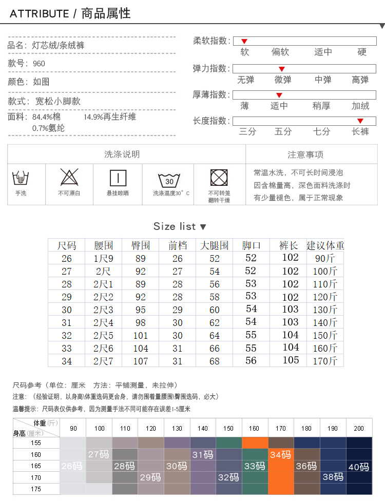 2020春秋新灯芯绒裤子女 直筒裤高腰大码休闲裤显瘦显高粗条绒裤 - 图2