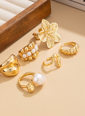 辣辣家欧美风复古金色海洋系列度假风女小众设计感高级气质百搭