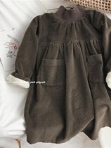 Girl Lian Dress Winter 2023 New Sensuo Long Sleeve Plus Suede Thickened Baby Light Core Suede Hitch Bottom Skirt