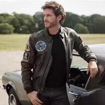 American native Cockpit flight jacket V-59 leather clothing male locomotive old quality mountain sheepskin jacket