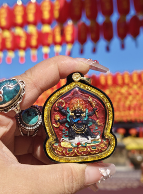 手绘擦擦唐卡立体彩绘嘎乌盒黄财神吊坠项链文化历史艺术饰品