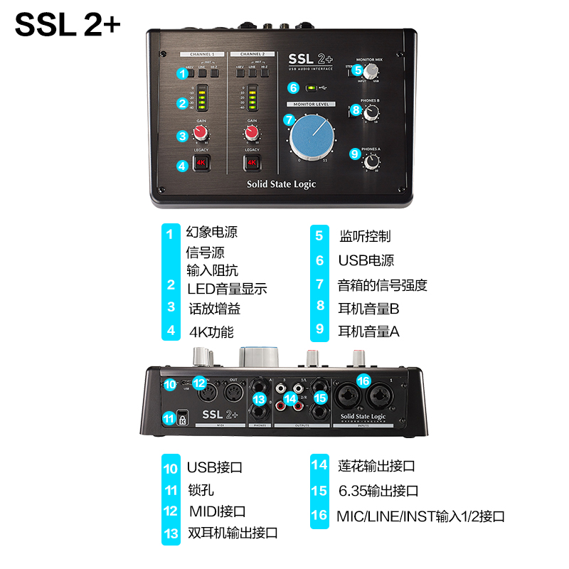 Solid State Logic SSL2/SSL2+专业外置声卡配录音编曲直播K歌-图2