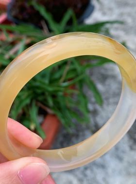 黄色果冻体柠檬黄女孩玛瑙手镯