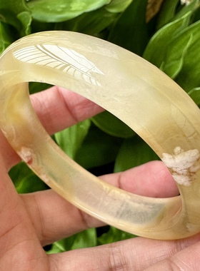 冰透油画风粉色百搭飘花玛瑙手镯