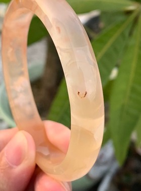 天然高冰种黄色起荧光玛瑙手镯