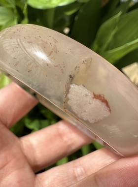 天然奶油体樱花玛瑙百搭圆条手镯