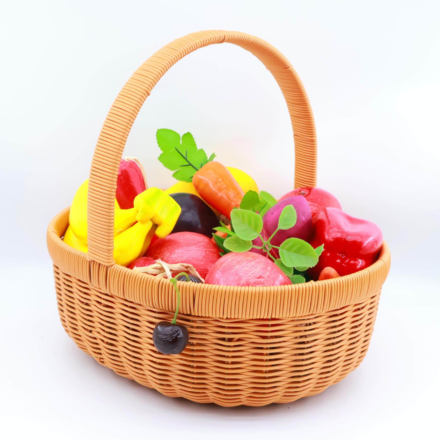 椭圆形加长手提水果篮野餐手工仿藤编织居家鸡蛋收纳买菜篮采摘框,淘宝优惠券,粉丝福利购,淘宝优惠卷