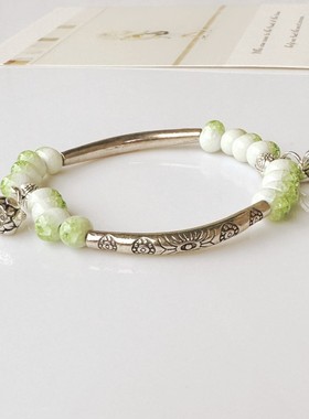 合成金属陶瓷手链 手工创意陶瓷森系手链女民族风文艺小清新