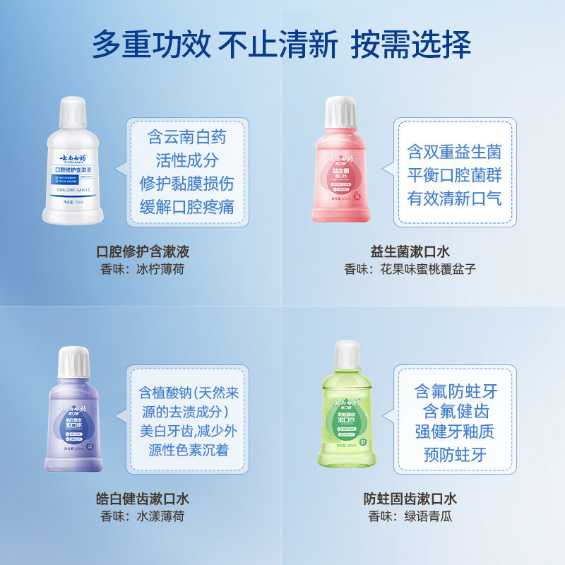 云南白药防蛀固齿预防蛀牙漱口水 云南白药漱口水