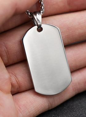 欧美时尚钛钢军牌项链照片刻字