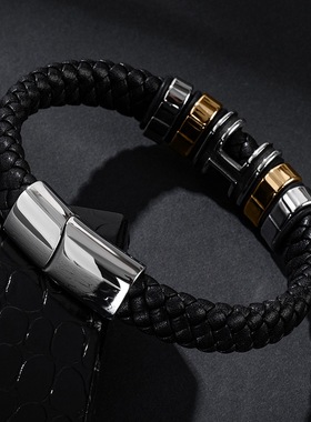 韩版时尚间金皮绳手链