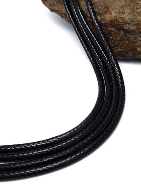 黑色编织亚麻蜡绳买一送一项链