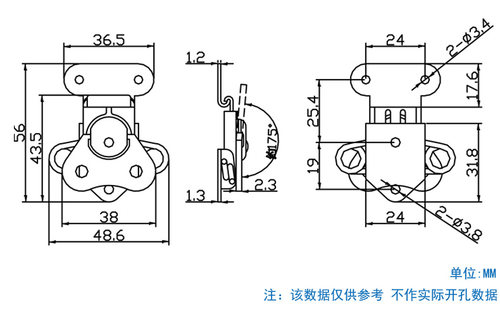 NRH/纳汇 不锈钢箱扣 锁扣蝴蝶锁芯 运输包装箱工具箱锁扣 6319B - 图0