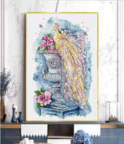 12735 Golden Peacock and Rose Flower 98-162-42 Cross embroidered electronic drawings Replored Source File XSDs