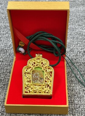 噶陀传承忿怒莲师智慧极焰黄铜镀金嘎乌系解脱 含一代九五大自在
