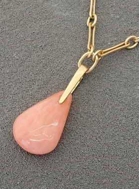 拉睦RLM SOHO水滴造型粉色天然原石设计师腔调森女文艺范个性项链