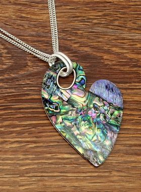 西洋欧美风幻彩鲍贝爱心桃心设计师腔调森女文艺范项链