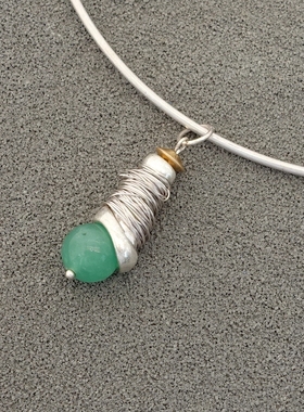 拉睦RLM SOHO绿色原石纯手工绕丝设计师腔调森女文艺术范潮人项圈