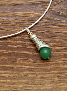西洋欧美风绿色原石纯手工绕丝设计师腔调森女文艺术气质潮人项圈