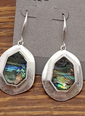 欧美风幻彩鲍贝母贝设计师腔调森女文艺术气息潮人耳环坠项圈套装