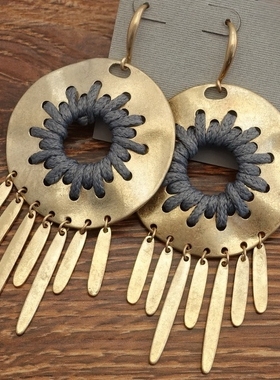 手工绳编设计师腔调森女文艺嘻哈朋克摇滚范别致个性耳环项链套装