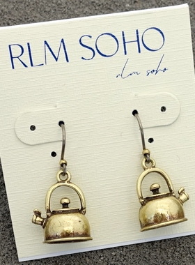 拉睦RLM SOHO做旧金色小茶壶水创意别致森女文艺范耳环坠项链套装
